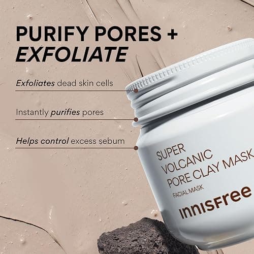 Innisfree Super Volcanic Clay Mask, Premium Korean Skincare with AHA and Natural Clusters for Deep Pore Detox, Gentle Exfoliation, Oil Control thumbnail 2