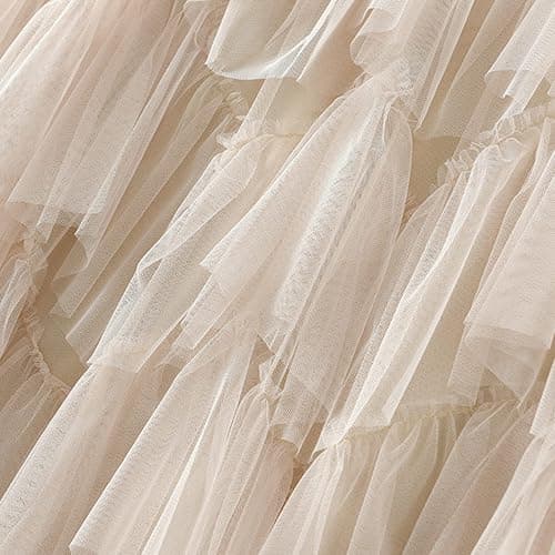 Dirholl Women's A-Line Fairy Patterned Elastic Waist Ruffle Tulle Layered Midi Skirt thumbnail 3