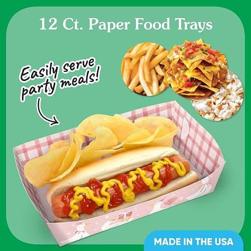 Big Dot of Happiness One Silly Goose Pink Paper Food Trays, Disposable Food Boats for Girl 1st Birthday Party, Double-Sided Paper Meal Holders for Nachos, Hot Dogs, French Fries - 12 Ct thumbnail 2