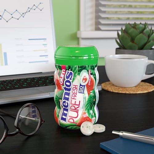 Mentos Sugar Free Gum with Xylitol, Watermelon, 50 Piece Bottle (6 Pack) | Chewing Gum, Perfect for Long Lasting Fresh Breath at School, Work & Travel thumbnail 4