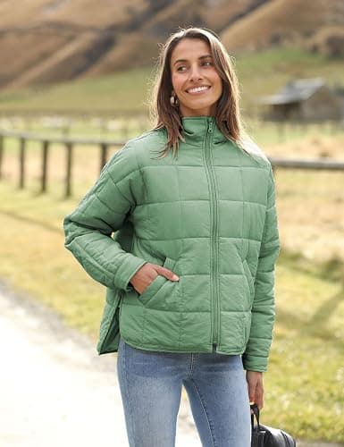 Bianstore Women's Oversized Splice Quilted Lightweight Puffer Jacket Casual Padded Coat thumbnail 2