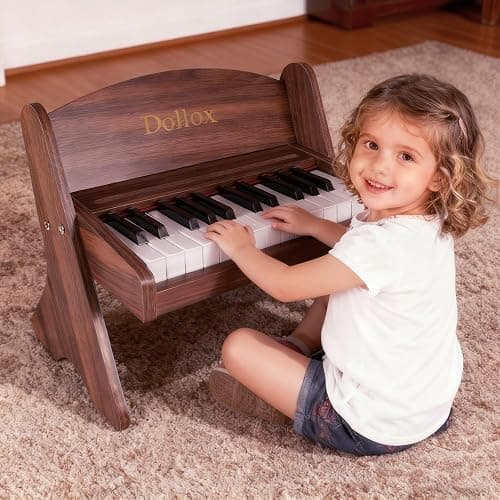 Dollox Kids Piano Digital Keyboard, 25-Key Wooden Electric Keyboard Toys for Toddlers, Baby Musical Instrument for Beginners, Mini Music Birthday Gift for 3-7 Year Old Boys and Girls thumbnail 2