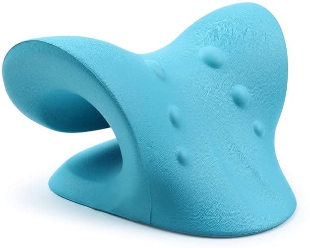 RESTCLOUD Neck and Shoulder Relaxer, Cervical Traction Device for TMJ Pain Relief and Cervical Spine Alignment, Chiropractic Pillow Neck Stretcher (Blue) thumbnail 5