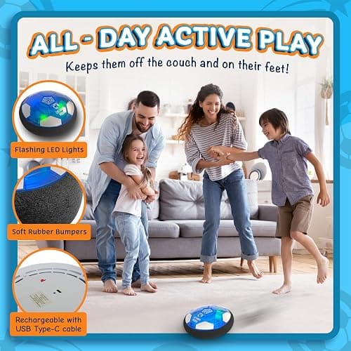 Let Loose Moose Hover Soccer Ball - Boys Birthday Gifts - Indoor Hoover Balls for Kids Age 6, 7, 8, 9, 10, 11, 12 Year Old - Light-Up Toy Game for Kid - 6-8, 8-12 - Rechargeable - 1pk thumbnail 4