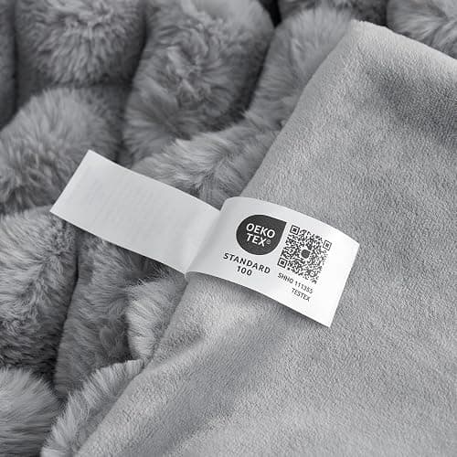 Cozy Bliss Faux Fur Throw Blanket for Couch, Cozy Warm Plush Striped Blanket for Sofa Bedroom Living Room, 50 * 60 Inches Gray thumbnail 9