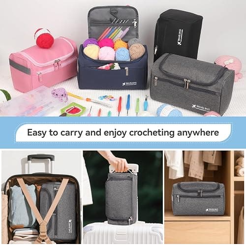 Reessy Crochet Kits for Beginners Adults, Complete Crochet Kit with 15Pcs × 25g Yarn Ergonomic Metal Crochet Hooks 2.0-10.0mm Storage Bag, Crochet Starter Kits for Adults Learn to Crochet- Grey thumbnail 9