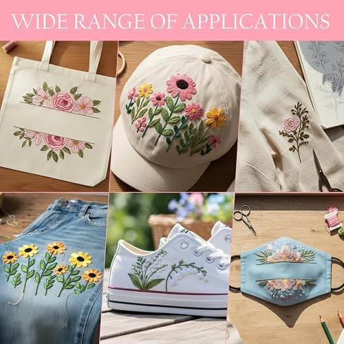 Water Soluble Embroidery Patterns Stabilizers - Rngmsi 4 Sheets Flower Stick and Stitch Embroidery Paper Wash Away 8 Pcs Plant Sunflower Butterfly Embroidery Transfer Paper Stabilizers for Hand Sewing thumbnail 5