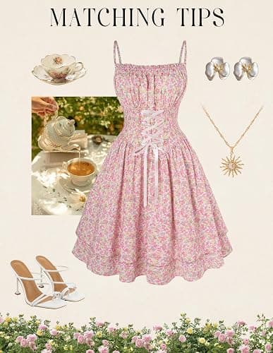 Scarlet Darkness Women Corset Floral Dress Spaghetti Strap Mini Sundress for Teens thumbnail 5