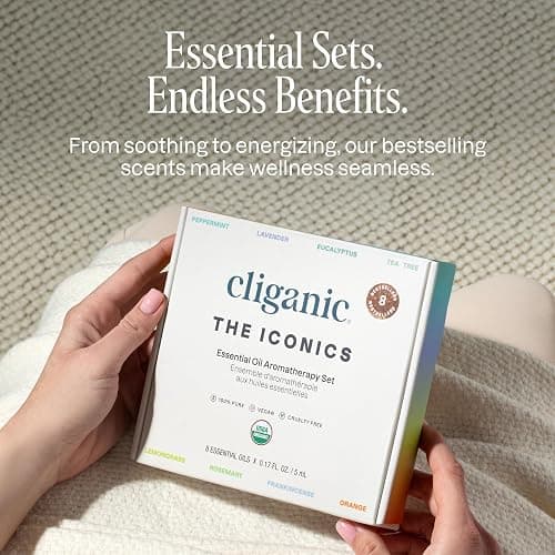 Cliganic Organic Aromatherapy Essential Oils Gift Set (Top 8 - The Iconics), 100% Pure - Peppermint, Lavender, Eucalyptus, Tea Tree, Lemongrass, Rosemary, Frankincense & Orange thumbnail 4