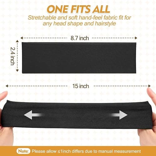 Headbands for Women and Men - 8 Pcs Black White Headband Hair Bands Accessory Stretchy Soft Fabric Sweat Head band for Workout Sport Stocking Stuffers for Men Women Husband Wife Friend Christmas Gifts thumbnail 2