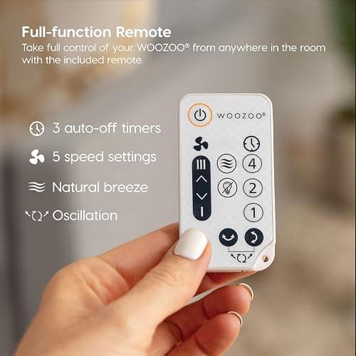 IRIS USA WOOZOO Fan with Remote, Oscillating, Desk, Table Air Circulator, Globe Fan, 5 Speeds, 82ft Max Air Distance, 90° Adjustable Tilt, 30 db Low Noise, New 2023 Model - 5 Speed Fan - White thumbnail 7