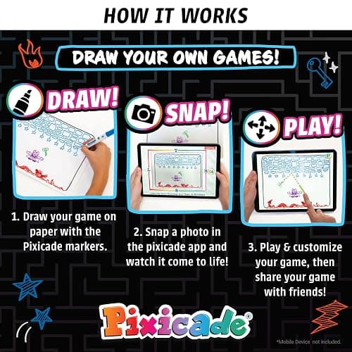 Abacus Brands Pixicade! Turn Drawings Into Playable Video Games! | Doodle & Draw, Snap Play & Share Instant Video Games! | Mobile Video Game Maker and Creation Studio! thumbnail 3