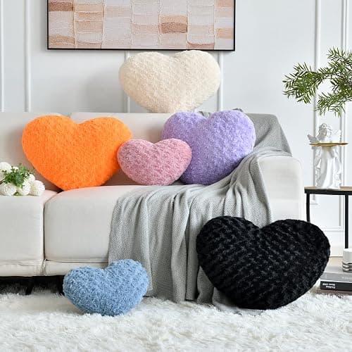 ZCNYCLAM Heart Pillow, Soft Heart Shaped Pillow with Room Decorative Throw Pillows for Bed Couch Chair Sofa, Heart Shaped Cute Throw Pillow Cushion for Bedroom Living Room (Orange, Mini 12.9" x 9.8") thumbnail 3