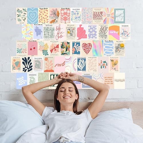 Aesthetic Room Decor, 50pcs Danish Pastel Prints for Wall Decor, Wall Collage Kit Aesthetic Pictures for Dorm Decor, Teen Girls Preppy Bedroom Decor thumbnail 2