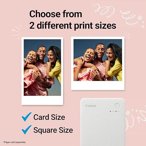 Canon SELPHY QX20 Wireless Compact Photo Printer, Dye‑Sublimation Color Printing, Prints 2.1x3.4/2.7x2.7 Card & Square Sizes, Built‑in Battery & Wi‑Fi, Portable Travel & Selfie Printer, White thumbnail 5