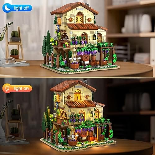 INSOON Winery Chateau House Building Set with Lights, Vineyard Castle Construction Model Home Decor, 1826 PCS Vine Estate Autumn Cabin Building Block Kit, Birthday Gift for Adults Teens Boys Girls thumbnail 4