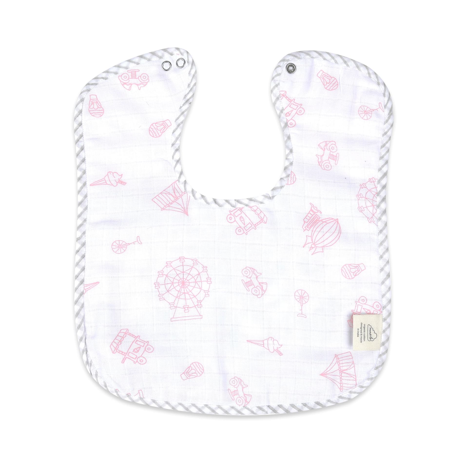 Masilo 100% Organic Ultrasoft Terry and Bamboo Classic Bib for Newborn Baby-Soft Large Classic Bib-Reusable Bib for Toddlers-Absorbent & Soft Bibs for Teething Babies,1 x Classic Bib - Carnival Pink thumbnail 3