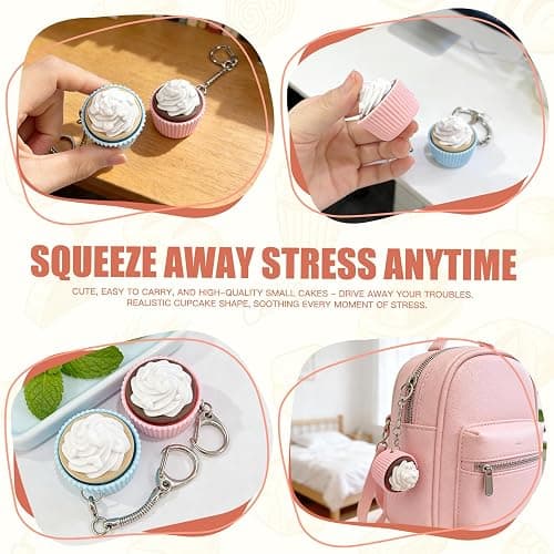 3D Printed Cupcake Shaped Keyboard Button Fidget Toy,Stress Relief Fidget Clicker Keychain,Quiet Anxiety Toys for Adults at Work, Travel, Home – Anxiety Relief & Focus Boost ((Pink + Blue) Cupcake) thumbnail 6