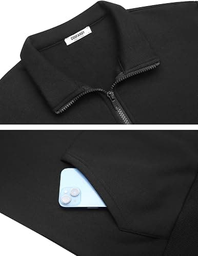 COOFANDY Mens Quarter Zip Pullover Fleece Lined Sweatshirts Long Sleeve Mock Neck Sweater with Pocket thumbnail 6