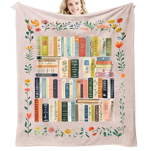 Mahrokh Book Lovers Gifts, Reading Blanket for Readers, Bookish Book Club Reading Librarian Gifts Blanket 60"x50" (Pink) - Image 1