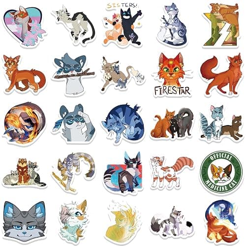 50pcs Warriors Cat Stickers for Kids, Cool Waterproof Vinyl Decal for Teen Adult Boy Laptop, Travel Case, Phone, Bike, Water Bottle, Guitar, Computer, Skateboard (Blue) thumbnail 5