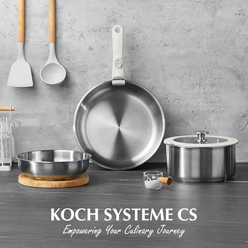 KOCH SYSTEME CS 7 Piece Stainless Steel Cookware Set, Stainless Steel Pots and Pans Set, Stainless Steel Pan with Detachable Handle, Kitchen Set, Induction Compatible, Dishwasher & Oven Safe - 7 PCS thumbnail 9
