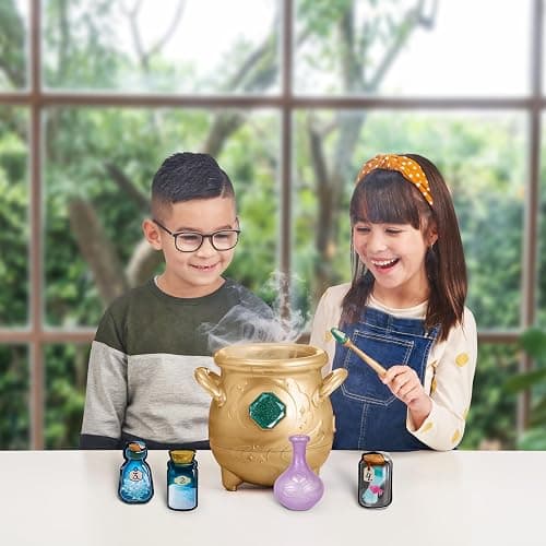 Magic Mixies - Magical Real Misting Gold Cauldron with 8 Inch Non-Electronic Plush Toy. Follow The Spell Book Add The Magic Ingredients. Who Will You Magically Create? thumbnail 2
