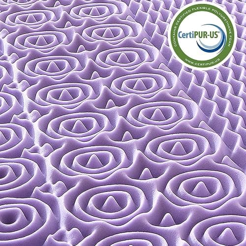 MUXHOMO 2 Inch 7-Zone Full Mattress Topper, Egg Crate Foam Mattress Topper Full Size for Back Pain, Lavender Cooling Gel Infused Bed Pad, CertiPUR-US and Oeko-TEX Certification (54"×75") thumbnail 8