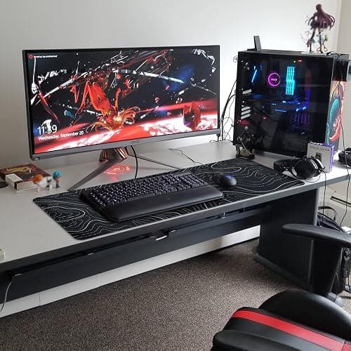 Gaming Mouse Pad Large 31.5 x 11.8in Topographic Keyboard Mousepad for Non-Slip Base and Stitched Edge, Extended Desk Pad XL Desk Mat (Black) thumbnail 3