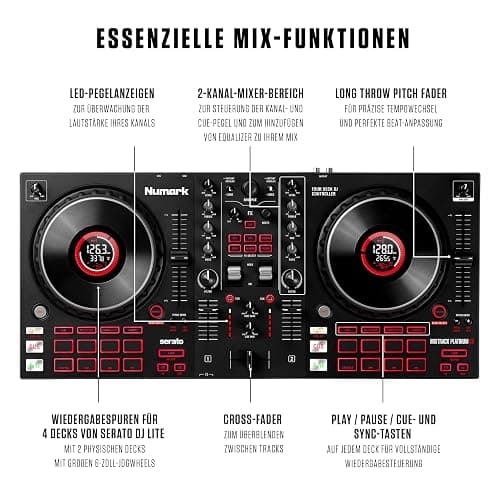 Numark Mixtrack Platinum FX - DJ Controller Pult mit 4-Deck Kontrolle, integriertem Audio Interface, Jogwheel-Displays und Effektpaddeln thumbnail 3