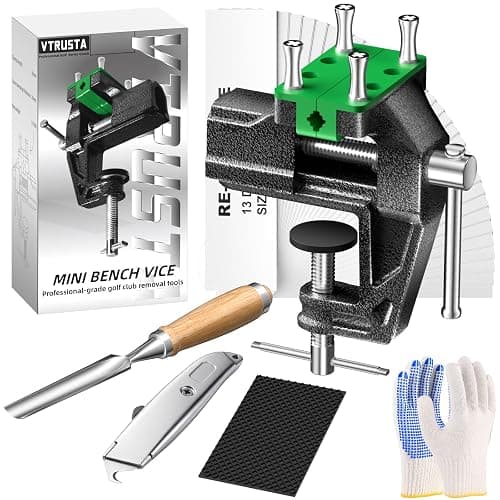 Golf Grip Kit for Regripping Clubs, Golf Regripping Kit, Portable Golf Club Regripping Kit, Golf Grip Replacement Kit with Table Vise, Rubber Clamp, Gloves, Tape Strips, Hook Knife, Tape Remover - Image 1
