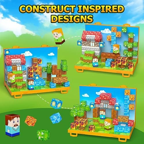 Wxlbr Magnetic Blocks, Magnetic Building Blocks,STEM Constructions Magnet Blocks for Kids, Boys and Girls Age 3+ Years Old, Building Toys Gifts for Kids 84PCS 1" Large Size thumbnail 5