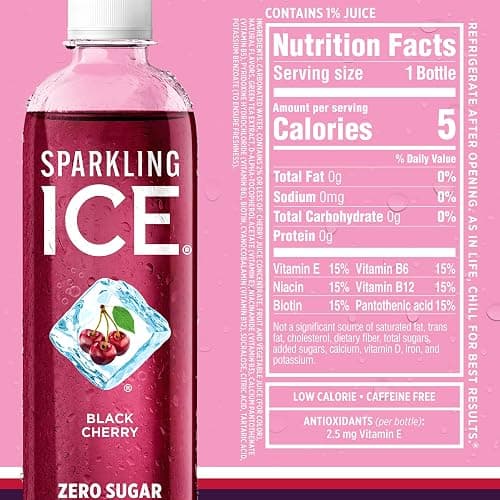 Sparkling Ice Pink Variety Pack, Flavored Sparkling Water, Zero Sugar, and Vitamins and Antioxidants, 17 fl oz, 12 count (Black Cherry, Peach Nectarine, Coconut Pineapple, Fruit Punch) thumbnail 2