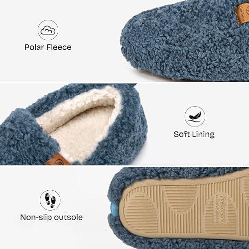 EverFoams Women’s Soft Curly Full Slippers Memory Foam Lightweight House Shoes Cozy Loafer with Polar Fleece Lining thumbnail 5