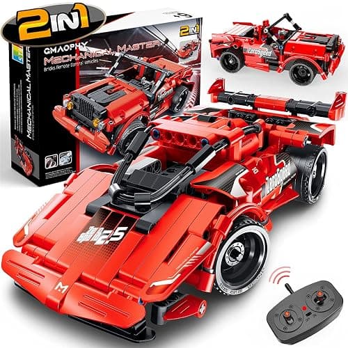 GMAOPHY STEM Building Toys for Kids Age 5 6 7 8 9 10 11 12 Years Old, 2 in 1 Remote Control Racer Car Engineering Kits, Early Learning Building Blocks, Christmas Birthday Gift for Boys Girls Age 8-12 - Image 1