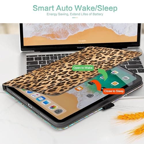Lokigo for iPad A16 11th Gen Case, iPad 10th Generation Case, Brown Leopard | for iPad 11"/10.9" Case 2025/2022, Folio Stand Cover with Pencil Holder, Hand Strap & Pocket, Touch ID, Auto Wake/Sleep thumbnail 5