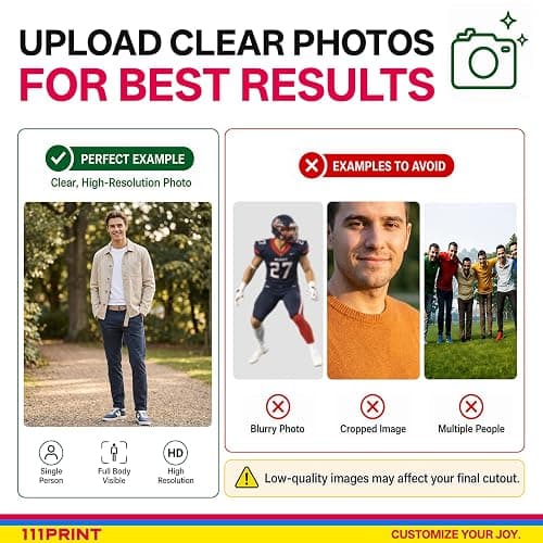 111PRINT Custom Life Size Cardboard Cutout, Personalized Photo Standup, High Resolution Print, Decor for Weddings, Birthdays, Graduations & Events, 1-8 FT to Choose, Upload Your Photo thumbnail 4