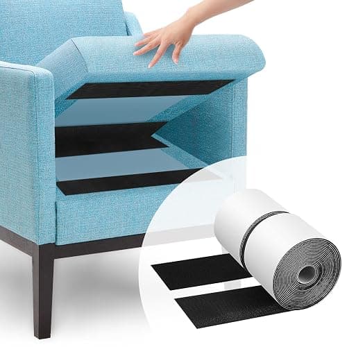 4.4''×16.5 Feet Black Heavy Duty Hook and Loop Tape Adhesive, Keep Couch Cushions from Sliding or Blowing at Outdoor, Picture Wall Hanging, No Punching Wall Mounting, Keep Your Carpet Rugs in Place - Image 1