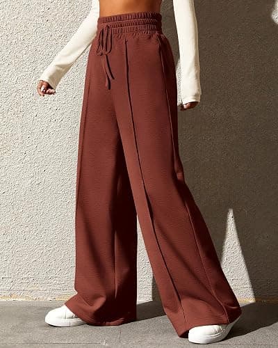 BTFBM Womens Wide Leg Sweatpants Casual Loose Solid Color Pants Comfy Lounge Joggers Baggy Sweatpants Pockets thumbnail 5