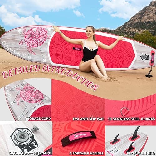 SUPEIMCO Inflatable Stand Up Paddle Board - Upgraded Glue-Free Hot Melt Technology, Long Service Life, 10'6", Anti-Slip EVA Deck, Full SUP Accessories, Included for Adults Youth All Skill Levels thumbnail 4