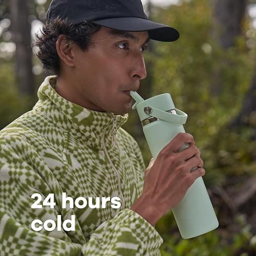 Hydro Flask 32 Oz Wide Flex Straw Cap Bottle - Insulated Stainless Steel - Wide Straw Lid, Non Spill, Leakproof in Ivory Rose Gold thumbnail 2