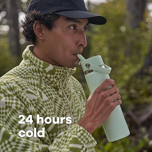 Hydro Flask 24 Oz Stainless Steel Wide Mouth Water Bottle with Leakproof Flex Straw Cap, Trillium - Trillium - 24 OZ thumbnail 2