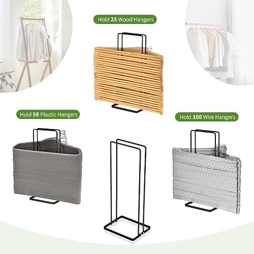 EASTTOWEST Hanger Organizer Stacker for Closet Laundry Room,Holds up 110 Wire Hanger,Black Carbon Steel Clothes Hanger Storage Rack Holder for Adult or Child thumbnail 5