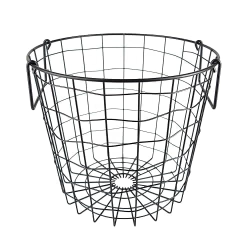 DII Metal Wire Mesh Stackable Utility Storage Bin, Small Round, 12x12x10", Black - Image 1