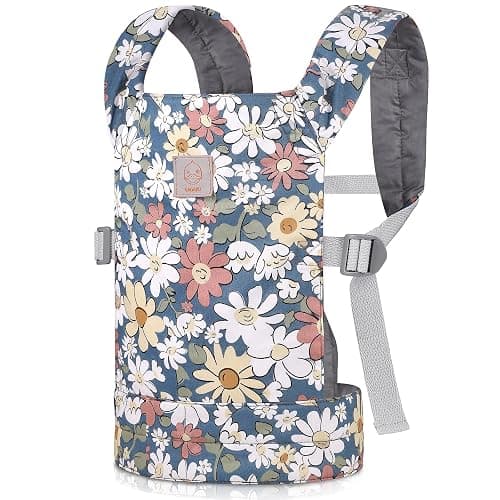 GAGAKU Baby Doll Carrier - Kids Toy with Adjustable Straps for Stuffed Animal Dolls - Gray - Smiling Daisies thumbnail 6