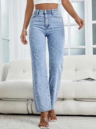 Kedera Women's High Waisted Jeans Boyfriend Baggy Wide Straight Leg Casual Denim Pants Trousers thumbnail 4