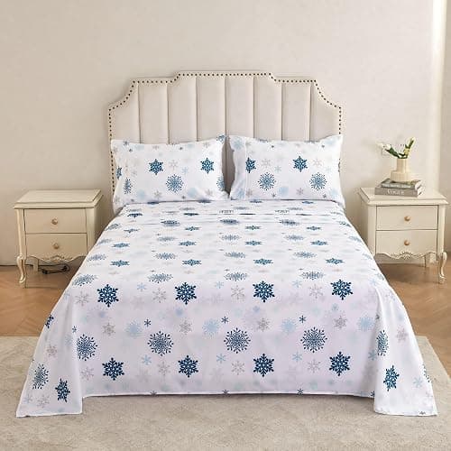 Blue snowflake bedsheet set  thumbnail 2