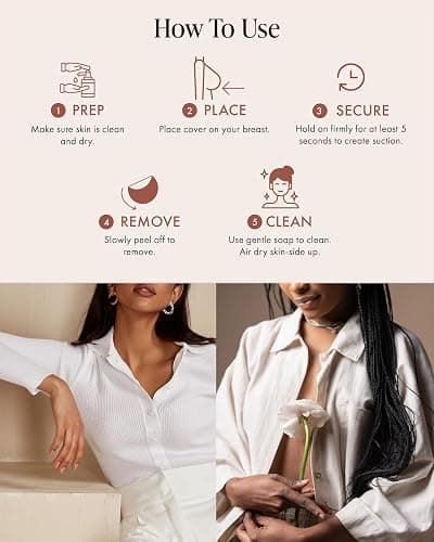 Bare Babe Reusable Silicone Nipple Covers - Waterproof, Nude, 4 Shades - Sticky Breast Stickers for Strapless Dress thumbnail 9