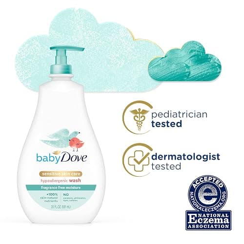 Baby Dove Sensitive Skin Care Baby Wash For Bath Time, Moisture Fragrance Free and Hypoallergenic, Washes Away Bacteria 20 oz - Unscented - 20 Fl Oz (Pack of 1) thumbnail 5