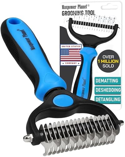 Maxpower Planet Original Pet Grooming Rake - Double-Sided Deshedding Dematting Tool, Undercoat Rake for Dogs & Cats, Extra-Wide Dog Grooming Brush & Deshedder Comb for Long Hair, Reduces Shedding 95% - Image 1